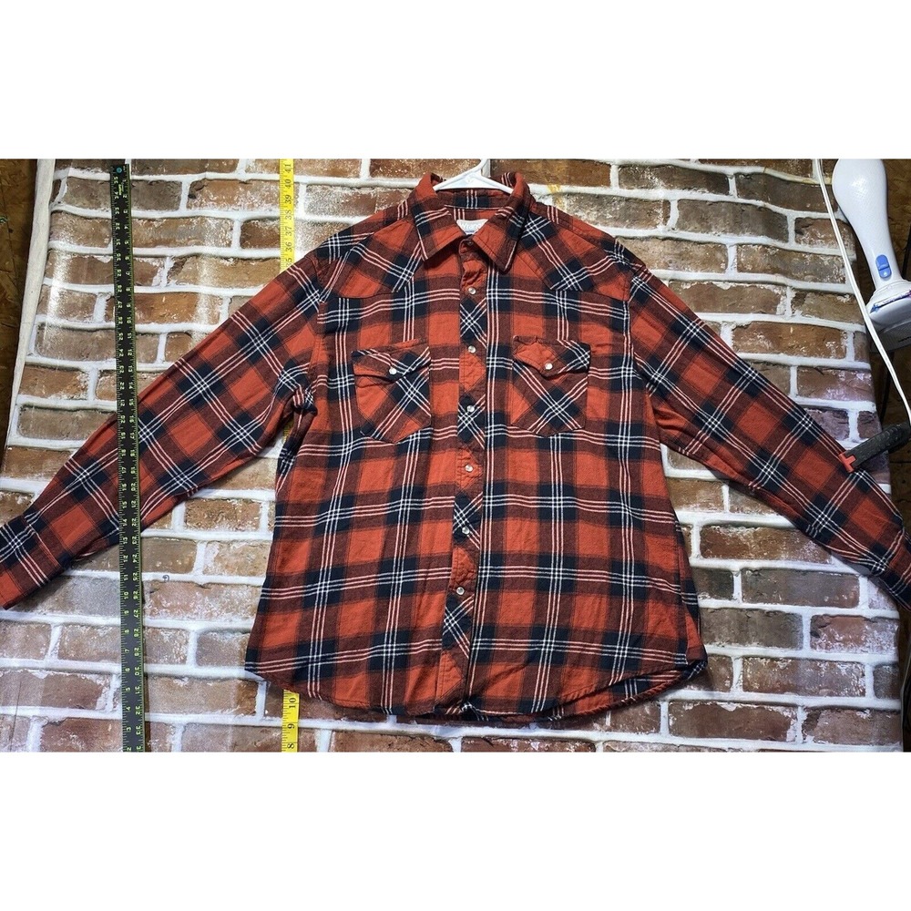 Wrangler Wrancher Pearl Snap Shirt Men XL Black Red Plaid Western Classic Winter